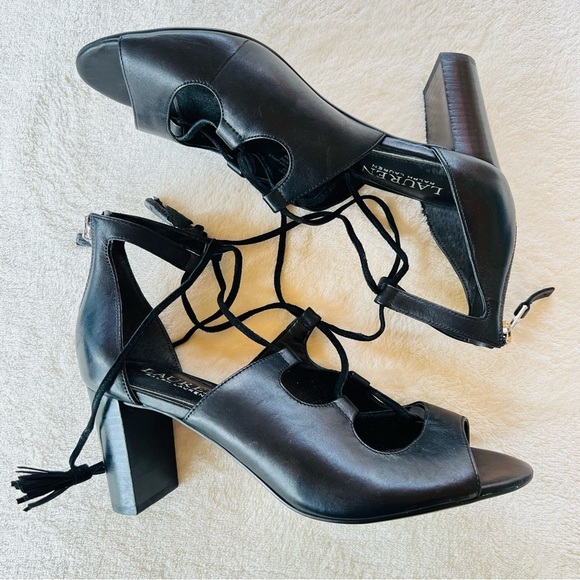 LAUREN RALPH LAUREN STRAPPY SEXY LACE UP OPEN TOE HEELS SIZE 7.5 NWT - Picture 8 of 10